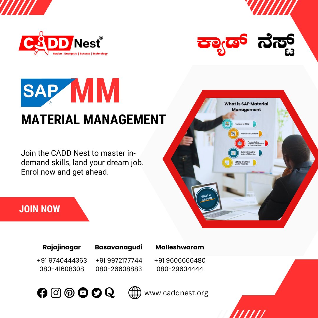 🌐 Step into the world of SAP mastery with our expert-led courses - the ultimate choice for career-driven individuals!

For more info, Contact us:
Rajajinagar - 9740444363
Basavanagudi - 9972177744
Malleshwaram - 9606666480

#SAPMM #materialmanagement #sapcourse #saptraining