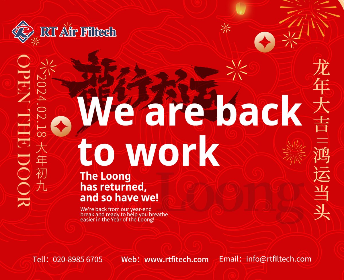 FiltechRt's tweet image. We are back to work today!📷
Need a price list? Contact me!📷
#rt #airfilter #airfiltration #paintstopfilter #fiberglassfilter #sprayboothfilter #hvacfilter #ffu
Alice zhang
Email: sales03@rtfiltech.com
WhatsApp/Wechat: +86 1392233 3871
rtfiltech.com