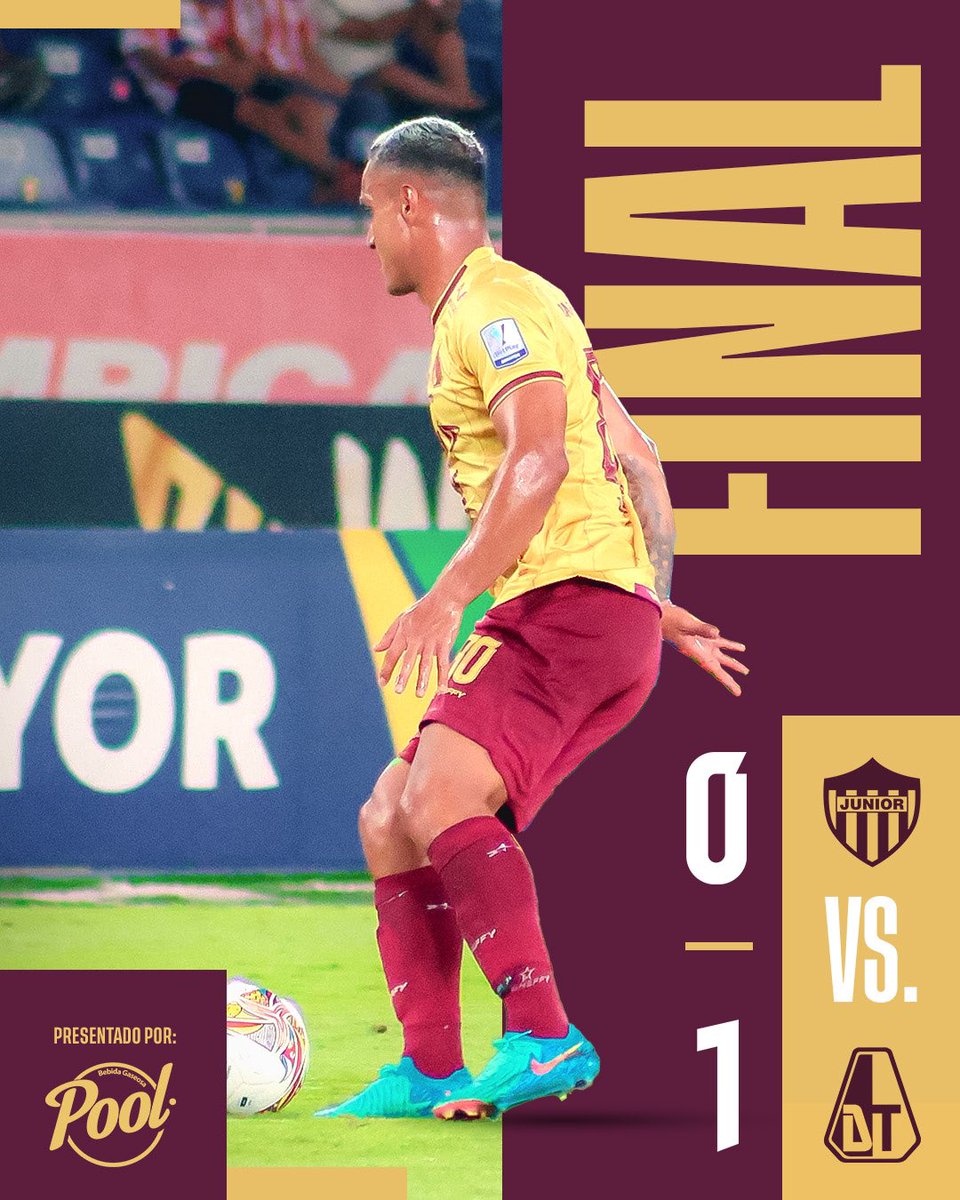 cdtolima's tweet photo. 95’ ⏱️ GANÓ EL VINOTINTO Y ORO 👊🏽

| Junior FC 0-1 Deportes Tolima | https://t.co/ZSsFupyo8b