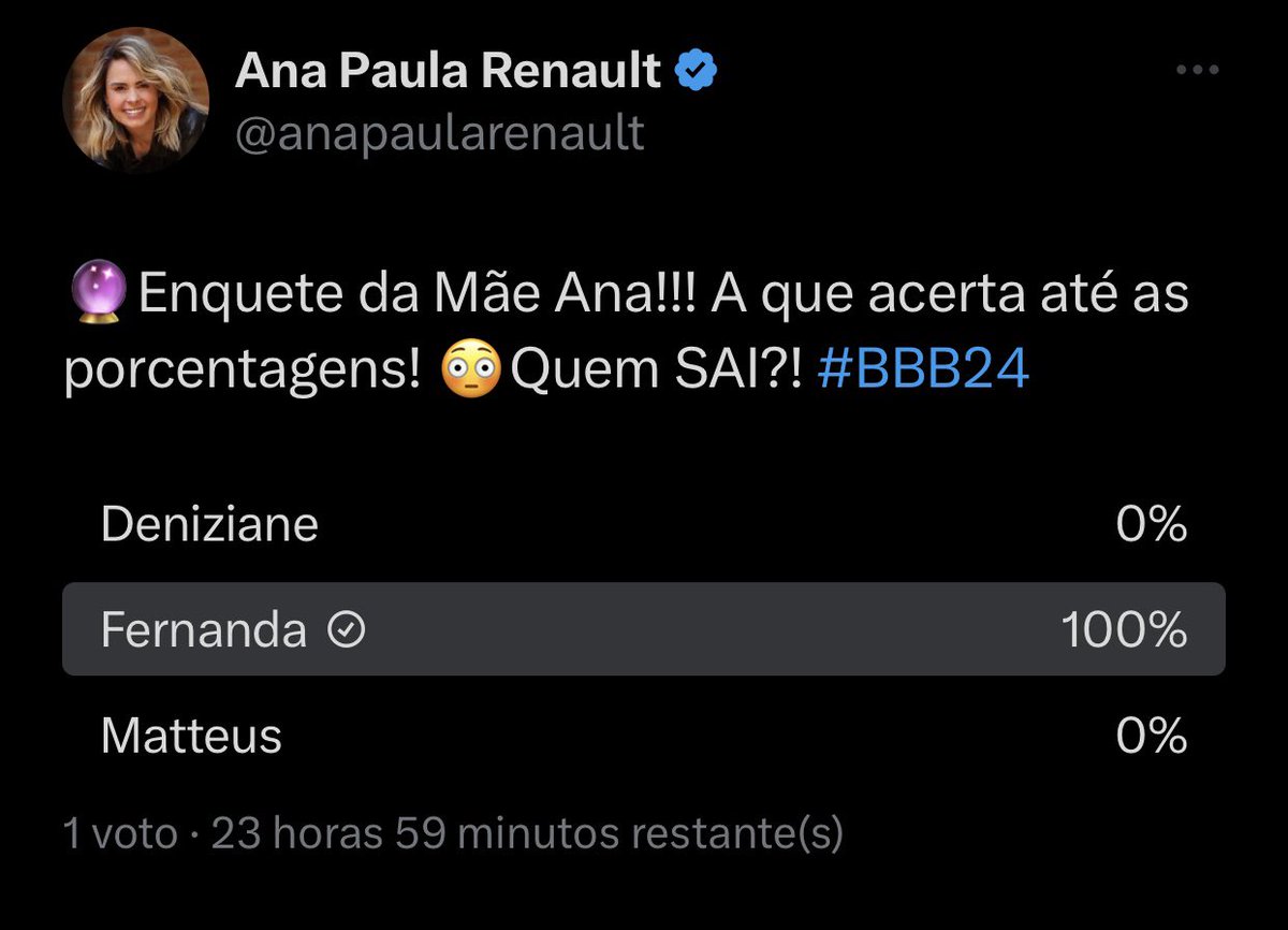 tuiteirahostil's tweet photo. @anapaularenault Já pode acabar a enquete. #FORACAPACITISTA #FORAFERNANDA https://t.co/Ab802ec72K
