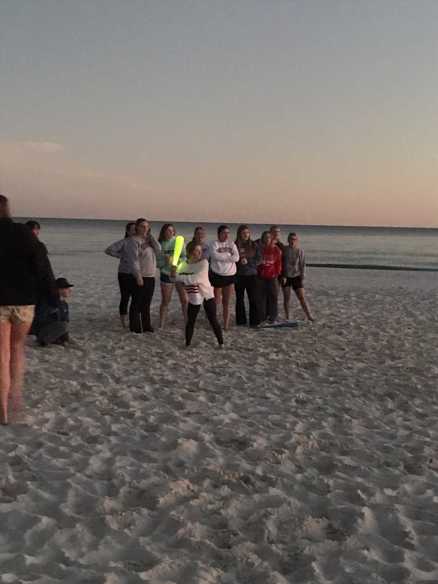 No softball today so instead the girls challenged the 14U baseball team next door to a game of beach whiffle ball!