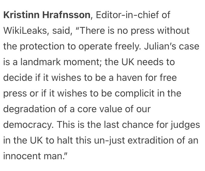 #FreeJulianAssangeNOW Final appeal 20th and 21st February Royal Courts of Justice If he is extradited, Julian faces an outrageously unfair trial and potentially a prison sentence of 175 years in a US jail.