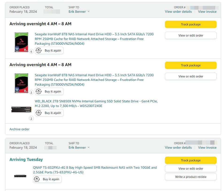 Erik_Benner's tweet image. Adding another 64TB of NAS to the home net! Sad, but it&apos;s still cheaper than moving the lab to the cloud! #HomeNetworking