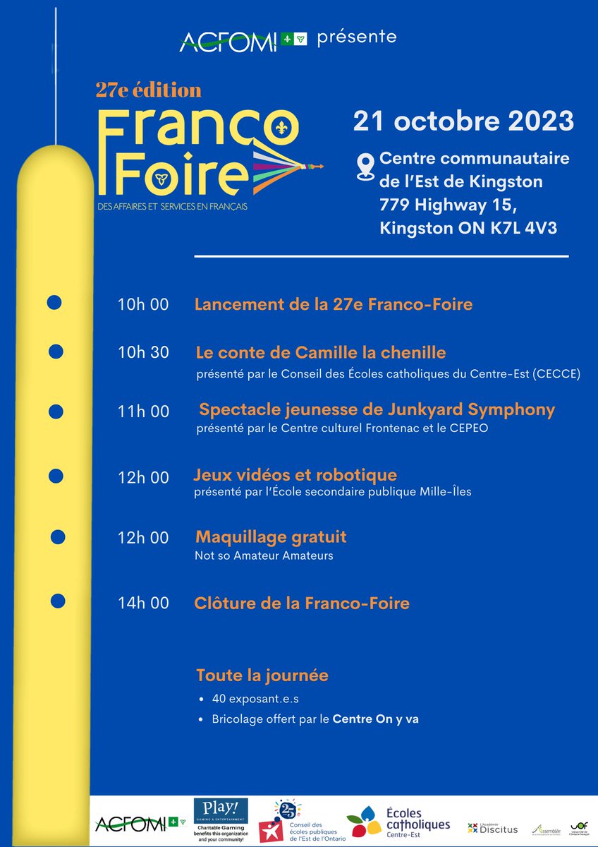 Bonjour! Nous sommes ravis de vous annoncer que nous jouerons à la Franco-Foire 2024! Rendez-vous le 19 octobre! 
Nous tenons à remercier <a href="/ACFOMI/">ACFOMI</a> 
et Centre Culturel Frontenac de nous avoir inclus dans cet événement merveilleux!