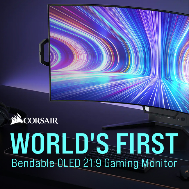 LeaderComputers's tweet image. 🔀 Break free from the limits of a traditional monitor! The Corsair Bendable Monitor gives you the flexibility to game or work in any position. 🎮💪 Curve it to your liking for an immersive experience that suits your style.  #Corsair #BendableMonitor #FlexibleTech