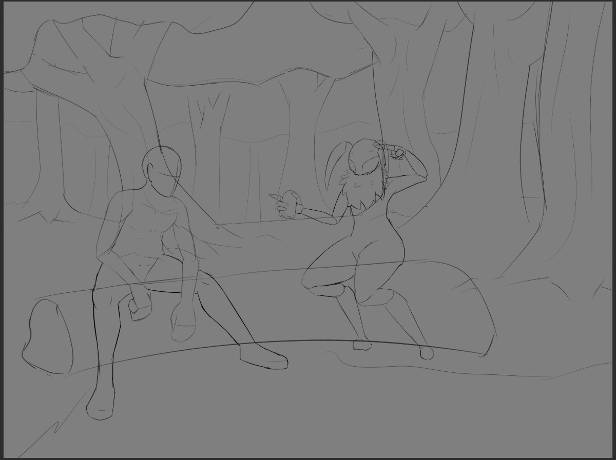 IllogicalJumble's tweet photo. I need to figure out the outfits, but got this! Took a couple days because getting sitting poses right is hard! https://t.co/E9CxWkAYtY