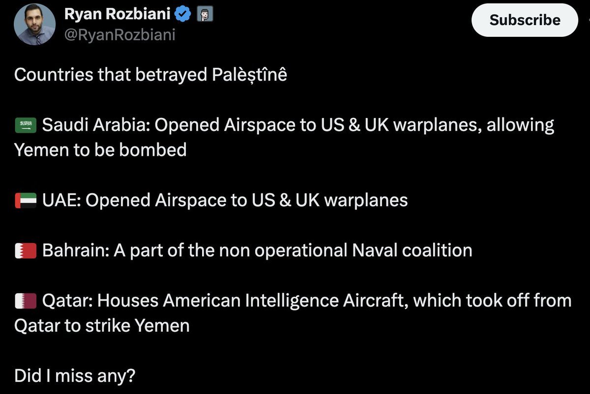 @RyanRozbiani This is unfair. Arab Muslim nations in the MENA region have their own people & futures to plan for. Palestinians are a constant source of conflict & destruction that holds the region back For 70+ years, Palestinian conflicts have disrupted Lebanon, Syria & other Arab nations…