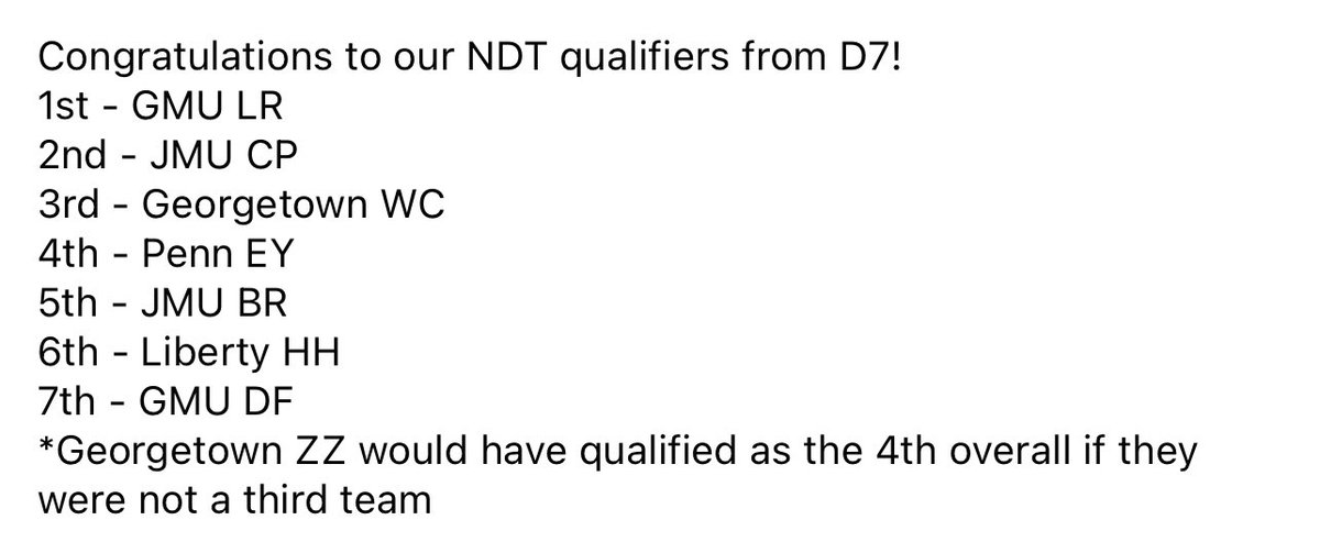 GTownDebate's tweet photo. D7 is in the books! Congrats to WC and ZZ on 4-2 records! Hoya Saxa and D7777777! 🎉🎉 https://t.co/FMpWIOjBLH