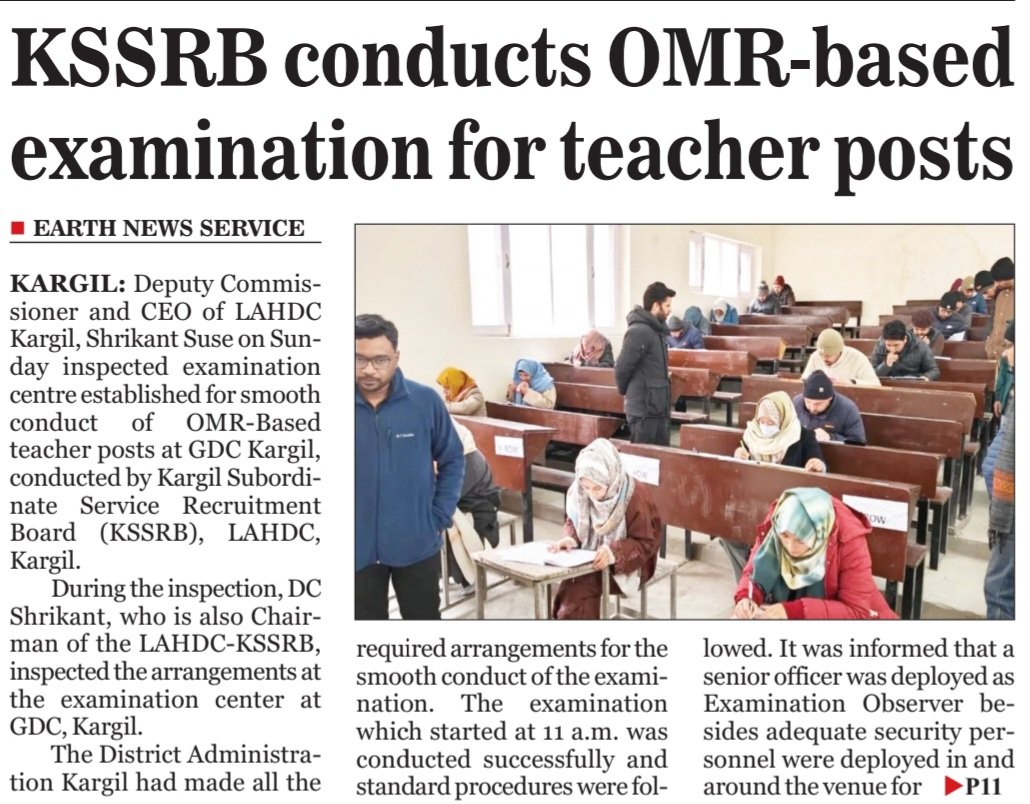 #KSSRB conducts OMR-based
examination for #teacherposts

@lg_ladakh @dc_Kgl @drajaffer #KSSRB
