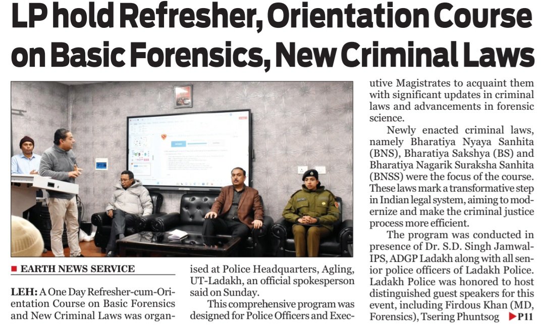 #LP hold Refresher,#Orientation Course on #Basic Forensics,New #CriminalLaws

@lg_ladakh @ADGP_Ladakh @shrutiarora_IPS @LehPolice @police_kargil @KargilPolice