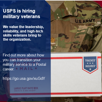 go.usa.gov/xuGdY #USPSCareers #veterans #hiringveterans #Military #servicemembers #leadership #joinourteam #learnmore #benefits #USPS #USPSEmployee bit.ly/3wvaCjd