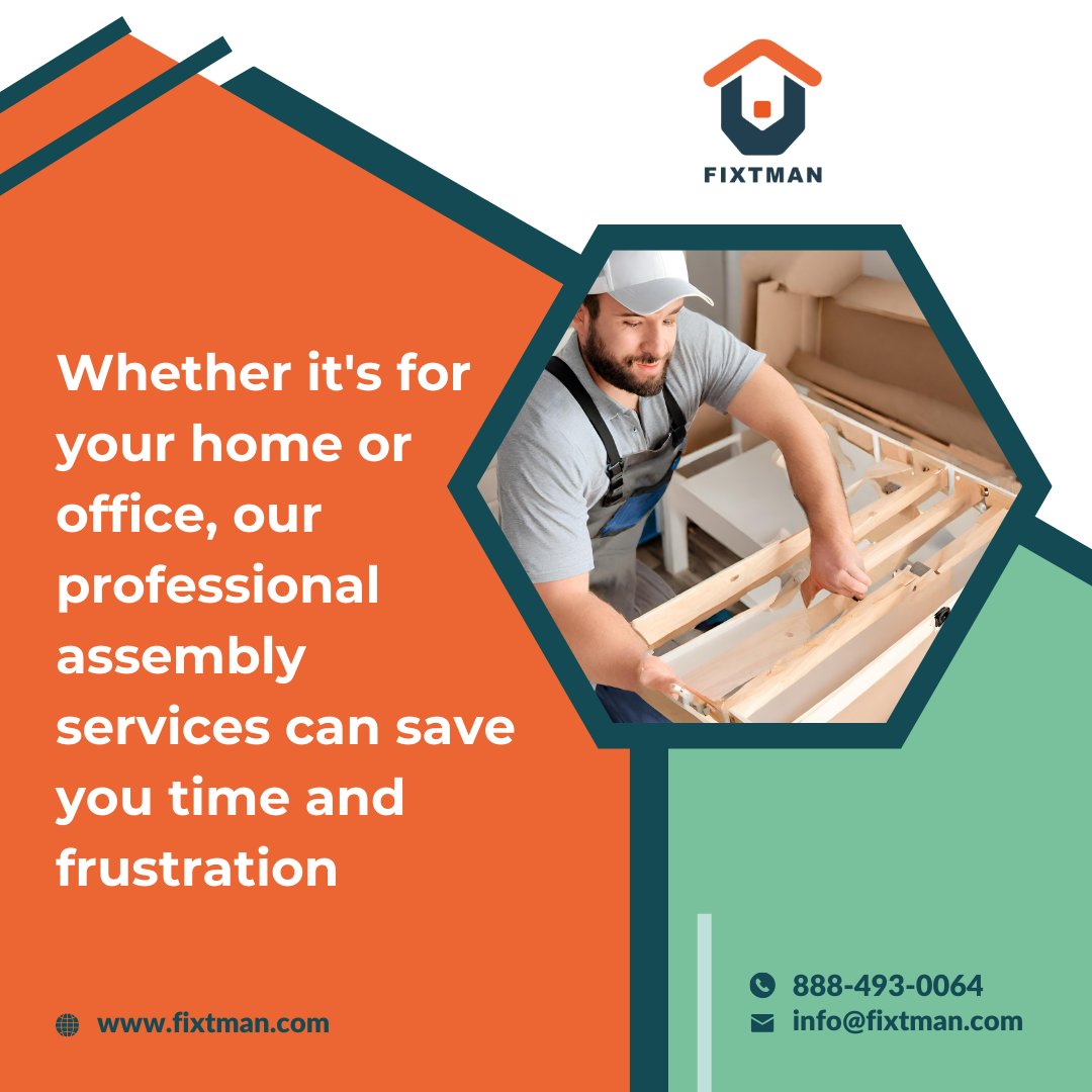 For both home and office, rely on FixTman for professional handyman services. Our experts guarantee secure and correct assembly, giving you peace of mind. Schedule your assembly through our Handyman App today! #FixTman #HandymanApp #ProfessionalHandymanServices