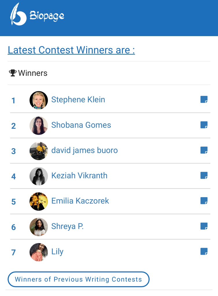 StepheneKlein's tweet image. WOW! #Biopage #PoetryWinner 
If you voted 🗳️ for me, “Thank you”
#WritingAwardWinner