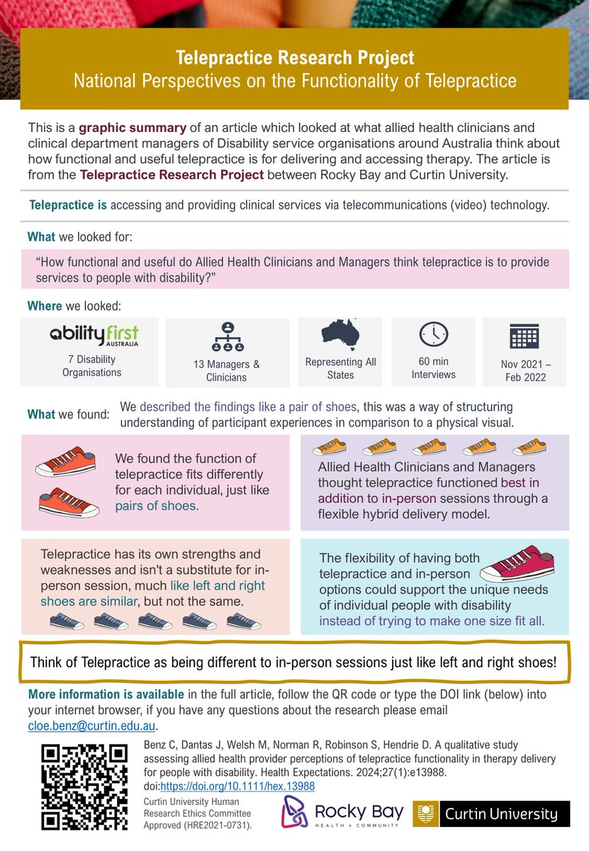 "What if we think about telehealth and in person services as similar, but not the same? Just like left and right shoes." Article Published in #HealthExpectations giving practical options for how to discuss telehealth with potential users.  onlinelibrary.wiley.com/doi/10.1111/he…