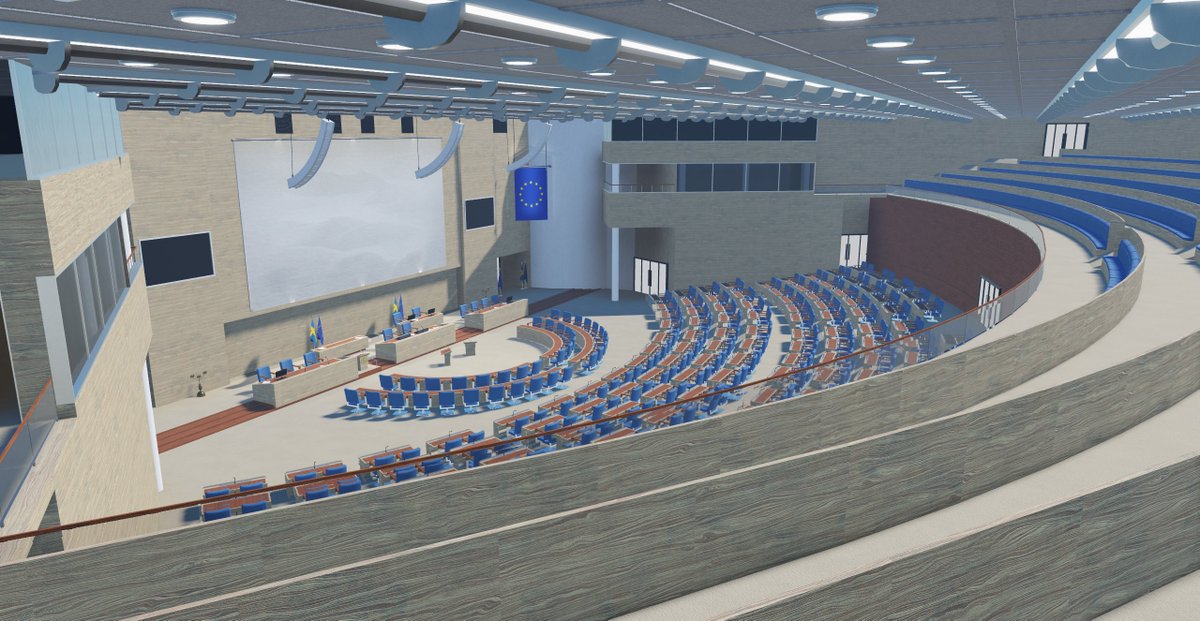 🇸🇪 The interior of the Riksdag has been fully completed and is currently being fitted with a voting and broadcasting system. 

🗳️ Sessions of the Riksdag will commence once elections have taken place.