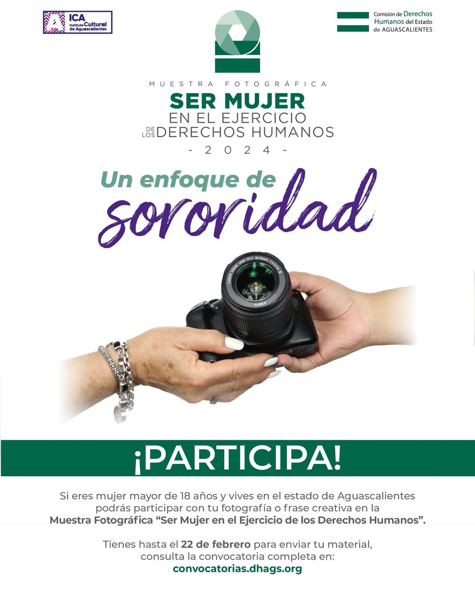 #Mujeres Cerramos el 22, entren al link y participen que quedará bien chingona la exposición 🔥💜
convocatorias.dhags.org