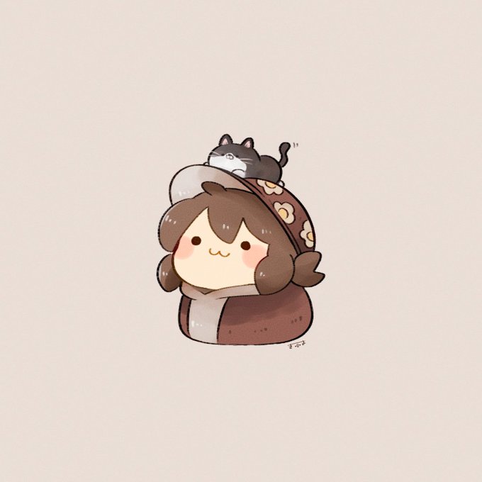 「brown hair cat on head」 illustration images(Latest)