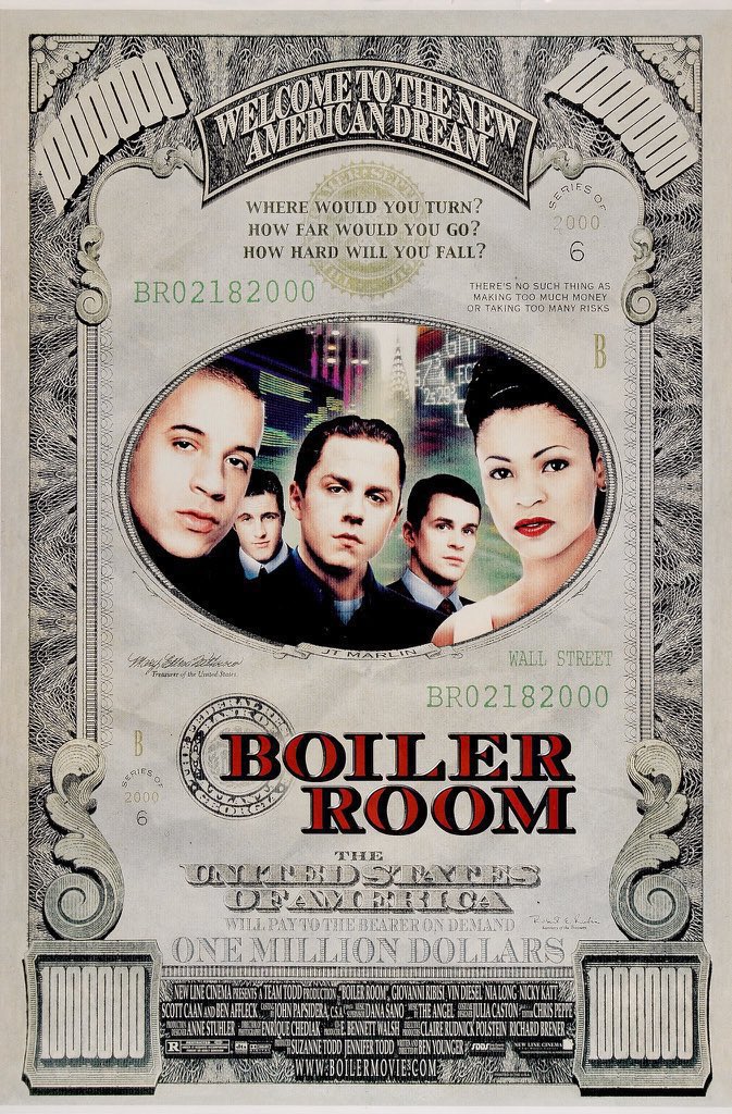 🎬MOVIE HISTORY: 24 years ago today, February 18, 2000, the movie ‘Boiler Room’ opened in theaters!

#GiovanniRibisi @vindiesel #NiaLong #NickyKatt #ScottCaan #RonRifkin #JamieKennedy #TaylorNichols #BillSage #TomEverettScott #BenAffleck #JohnGriesemer #AnsonMount #BenYounger