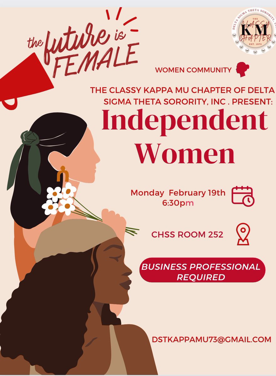 DELTA Week is HERE!!🔺❤️ First up, we have a program titled, “Independent Women.” This program is intended to teach young women that they are capable of doing anything a man can! Hope to see you all tomorrow☺️
