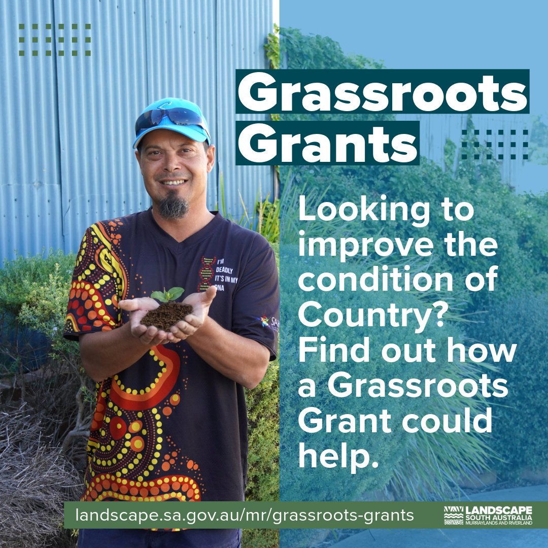Grassroots Grants help a range of community groups – including First Nation’s orgs – to manage projects to improve the ecological health of regional landscapes. Applications open on Feb 26. More info: landscape.sa.gov.au/mr/get-involve…