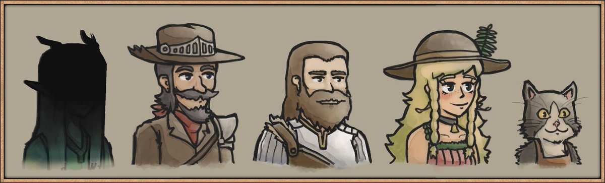 FlamecannonIII's tweet photo. Today, @Prinroze, @Carl10O1, @RosietheReviver, @TheFakePsychic, and I officially started a Ryuutama campaign! I did a majority of assets like I did for the DnD campaign, and these are the characters! https://t.co/2N599Fxpne