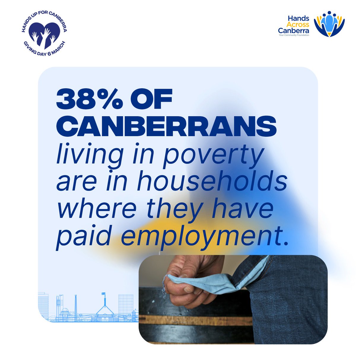There are so many amazing charities participating in the Canberra Day Appeal this year, including us!

Give back to your community by giving where you live and donating to the Hands Up for CBR Giving Day on Wednesday, March 6 💛 

Donate now 😊

#HandsUp4CBR #CanberraDay2024