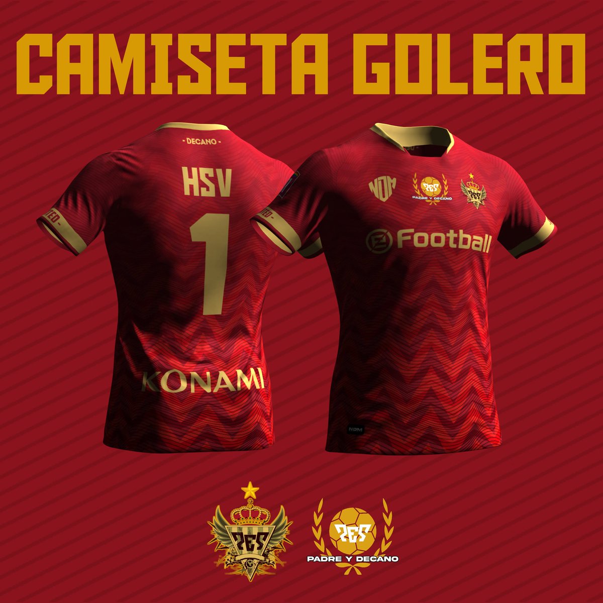 Continuamos con la del arquero, una edición especial toda roja en honor al primer PES United del Pro Evolution, con detalles y números dorados otra exquisitez de NDM, atrás en la espalda la palabra Decano que tanto nos identifica, otra simpleza pero de las mejores.