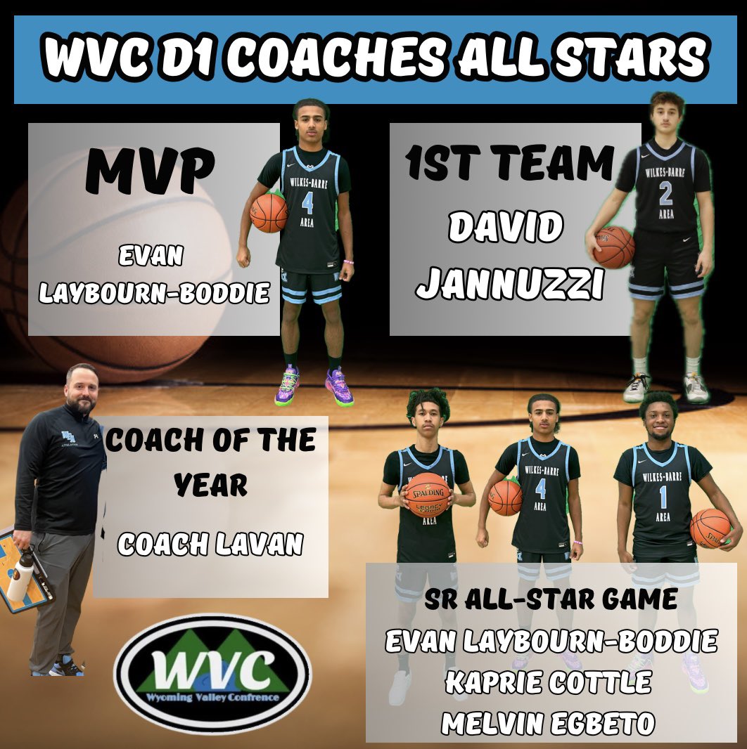 WBA Wolfpack Boys Basketball (@wbapackbball) on Twitter photo Votes are in! Congratulations 🐺🏀
MVP- Evan Laybourn-Boddie
1st Team- David Jannuzzi
Coach Of The Yr- Coach Lavan
Dr George Moses Sr All Star Game
- Evan Laybourn-Boddie
- Kaprie Cottle
- Melvin Egbeto
<a href="/WBAWolfpackAD/">WBA Wolfpack Athletic Department</a> Votes are in! Congratulations 🐺🏀
MVP- Evan Laybourn-Boddie
1st Team- David Jannuzzi
Coach Of The Yr- Coach Lavan
Dr George Moses Sr All Star Game
- Evan Laybourn-Boddie
- Kaprie Cottle
- Melvin Egbeto
<a href="/WBAWolfpackAD/">WBA Wolfpack Athletic Department</a>