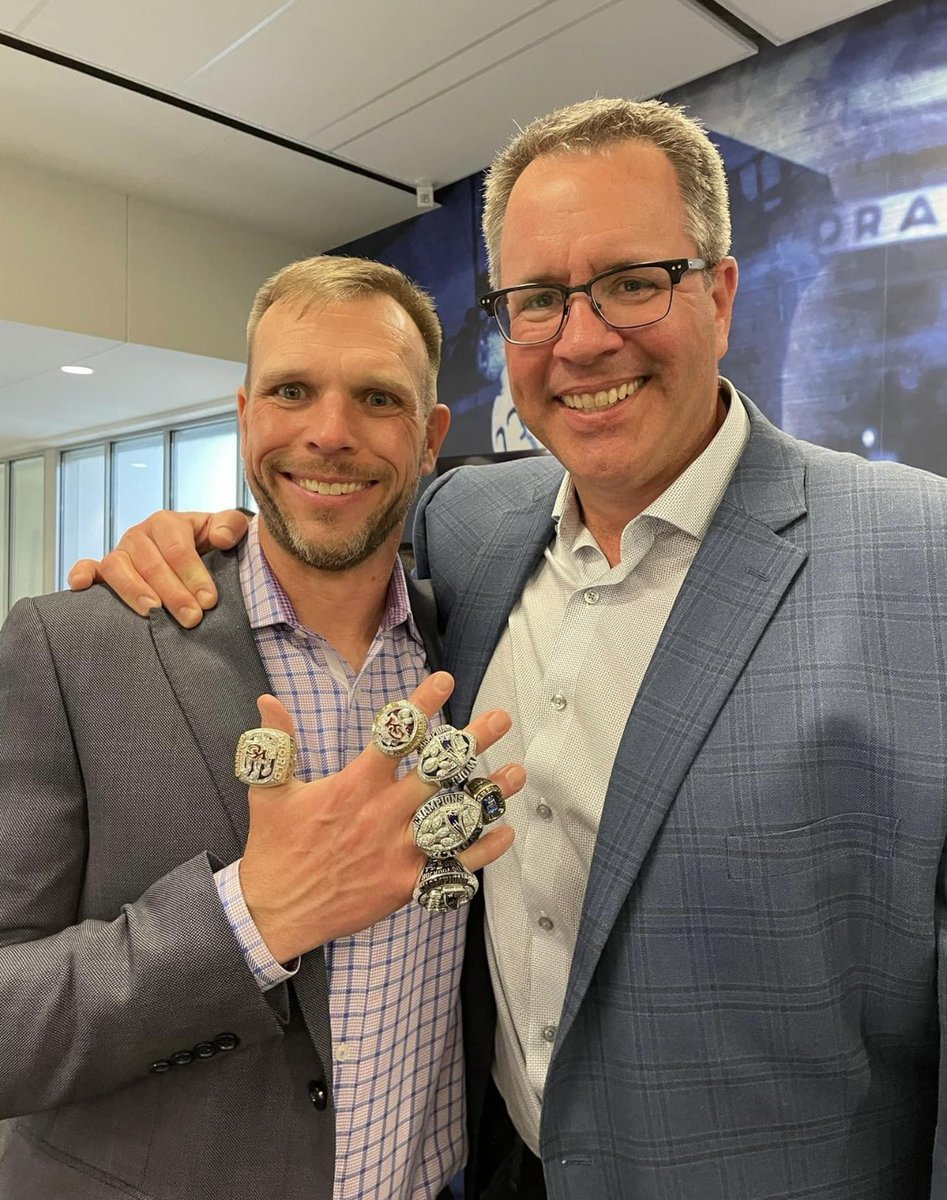 Honored to call these two ex @DrakeBulldogsFB players teammates of mine (even if they did a LOT of holding as OL)… on left is Brendan Daly, current DL coach for the Kansas City Chiefs & on the right is Dr. Nate Schneider. Daly has 5 Super Bowl rings with KC & the Patriots.