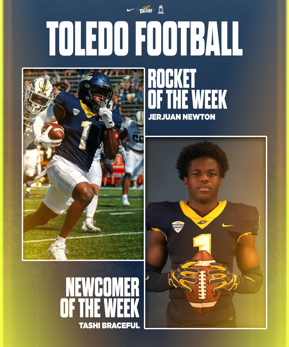 Brad Bichey (@coachbichey) on Twitter photo Week 5 for the <a href="/ToledoFB/">Toledo Football</a> 🚀’s is in the books! This week’s Rocket of the Week is WR <a href="/NJerjuan/">Jerjuan Newton</a>, a great leader & model of consistency. This week’s Newcomer of the Week is WR <a href="/BracefulTashi/">Tashi Braceful</a>, a diligent worker, who continues to develop & make progress.
Work to Win, EARN IT DAILY!! Week 5 for the <a href="/ToledoFB/">Toledo Football</a> 🚀’s is in the books! This week’s Rocket of the Week is WR <a href="/NJerjuan/">Jerjuan Newton</a>, a great leader & model of consistency. This week’s Newcomer of the Week is WR <a href="/BracefulTashi/">Tashi Braceful</a>, a diligent worker, who continues to develop & make progress.
Work to Win, EARN IT DAILY!!