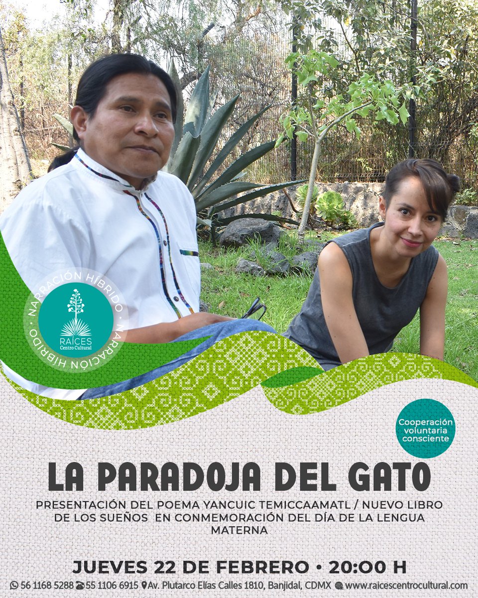 Yancuic temiccaamatl/ Nuevo libro de los sueños  es el nuevo poema del nahuatini Santos De la Cruz y lo estaremos presentando en <a href="/RaicesCCMX/">RAÍCES</a> como parte de los ejercicios de vinculación de <a href="/LaParadoja_gato/">La Paradoja del gato</a> en conmemoración del Día Internacional de la Lengua Materna.