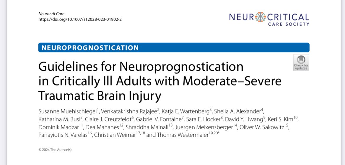 Truly a labor of 💙but with full conviction of importance. Grateful for the support from <a href="/neurocritical/">Neurocritical Care Society</a> and #DGNI for the past 5 years. Kudos to our co-authors 🙌,esp Prof Thomas Westermaier for bringing this to the 🏁line✅👍🏻 rdcu.be/dyW6R <a href="/HollyEHinson/">H.E. Hinson, MD MCR FAAN FNCS</a> <a href="/HopkinsNCCU/">Johns Hopkins Neurosciences Critical Care</a>