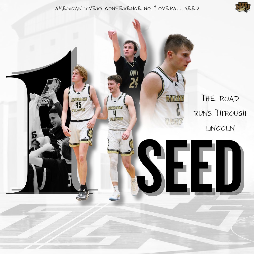 NWUSports's tweet photo. 𝓞𝓷𝓵𝔂 1️⃣ 𝓣𝓱𝓲𝓷𝓰 𝓲𝓷 𝓜𝓲𝓷𝓭 🏆
#1 Nebraska Wesleyan will host either #4 Dubuque or #5 Central on Thursday night inside Snyder Arena in the semifinals of the American Rivers Conference tournament. #YipYip #PWolfNation #PackSnyder #d3hoops https://t.co/921V2VwjGN