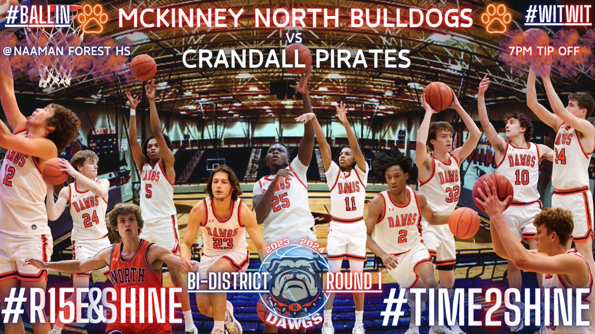 MNHSboyshoops's tweet photo. 🚨🏀BULLDOG PLAYOFF BASKETBALL🏀🚨
Tonight Ur Dawgs Have A Big Time Bi-District Playoff Matchup Vs The Crandall Pirates
SHOW UP, SHOW OUT, &amp; BE LOUD 🔊 LET’S SHINE DAWGS😎🐶 
#0-0 #R15E&amp;SHINE #WITWIT #TIME2SHINE #BALLIN #FAMILY
📍Naaman Forest High School📍
���🏀7PM TIP OFF🕖🏀 https://t.co/T8khdpd5at