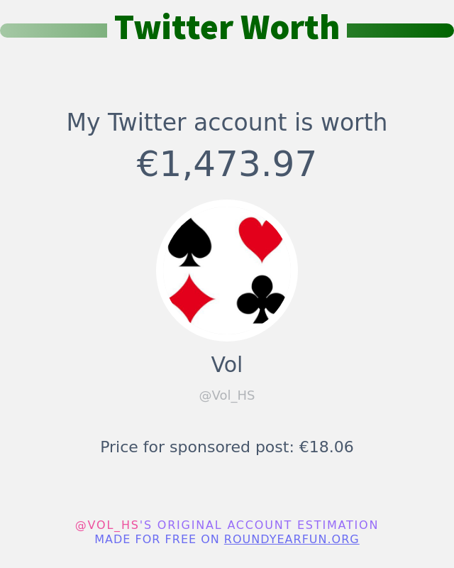 Mon twitter vaut: €1,473.97

➡️ funxgames.me/twitterworth?l…