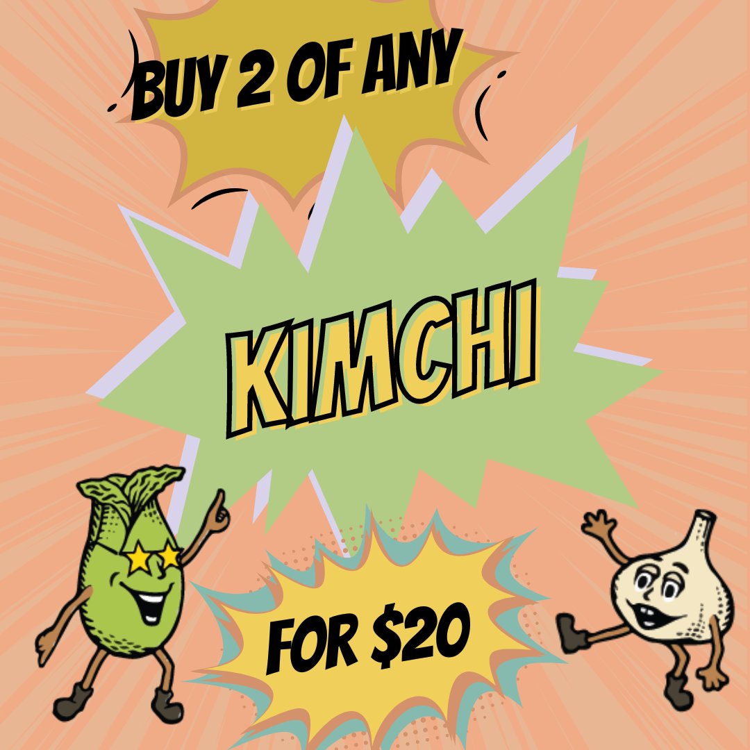 🌶️✨ Craving Kimchi and Kraut goodness?  🌿🥢Your taste buds are in for a treat! 🥒🤩
Any two Kimchi's for $20 or two Kraut's for just $18! 🎉
#Brittsferementedfoods #FermentedFlavors #KimchiLovers #KrautDelights #DealsOnDeals #FlavorfulFeasts #FoodieFinds  🥒🌶️🎉