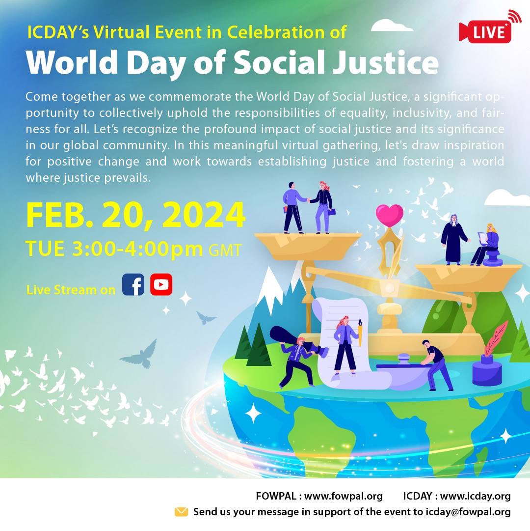 Come together as we commemorate the World Day of Social Justice, a significant opportunity to collectively uphold the responsibilities of equality, inclusivity, and fairness for all. youtube.com/live/pq2FJRv2f…