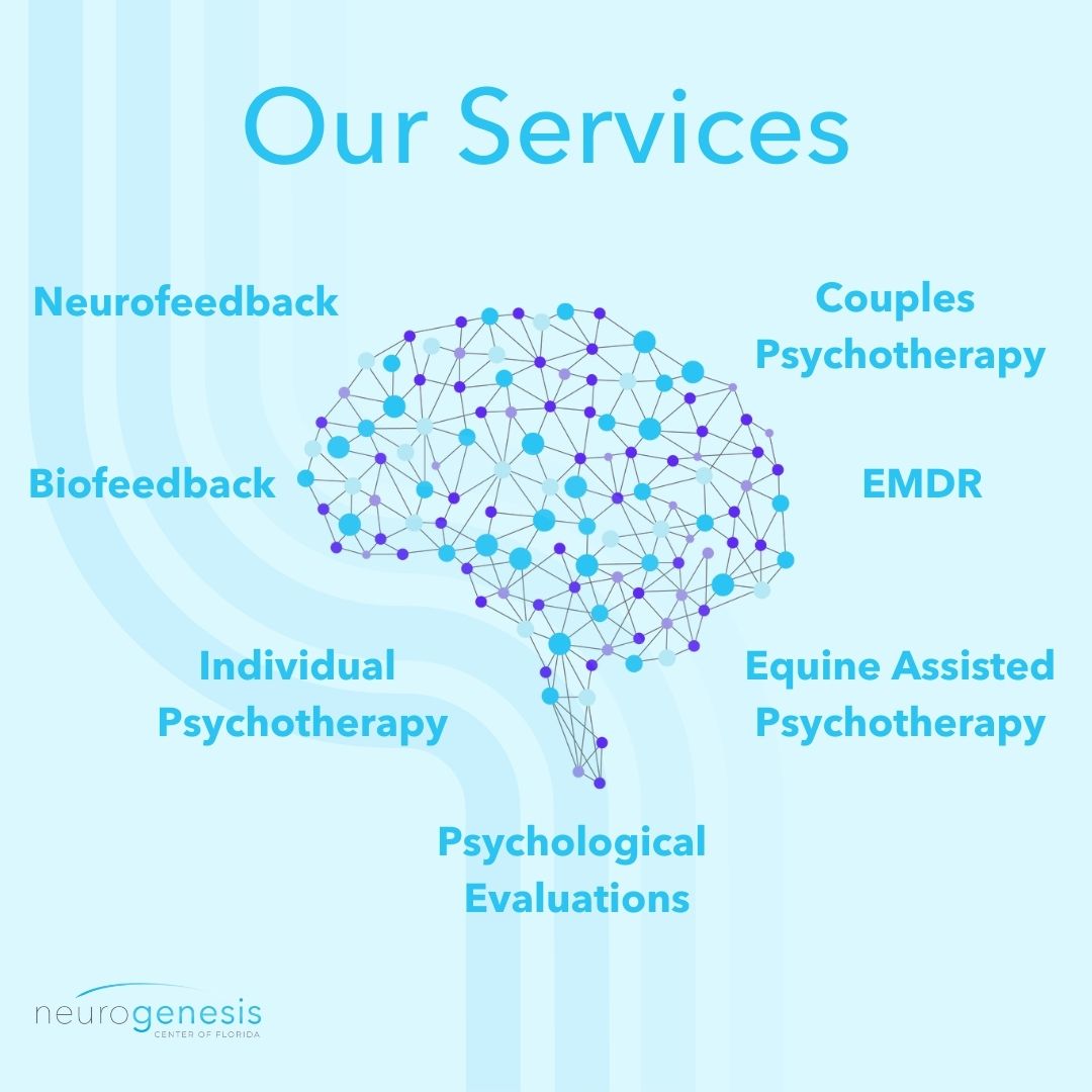 Interested in learning more about our services at Neurogenesis? For more information, check out our website at lnkd.in/ebYZ8hc6 or give us a call at (407) 790-4101 #mentalhealth #psychotherapy #counseling #couplescounseling #EMDR #nonpharmacological #neurofeedback