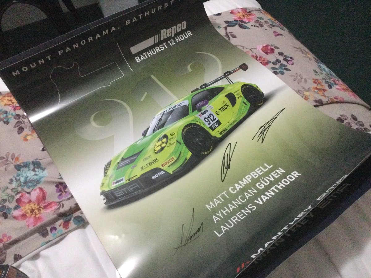 I forgot to post all the signatures I ended up getting (I’m already forgetting who’s is who tho 😭) I got the 2nd Manthey car poster signed too as well as the T8 boys on my RB hat #B12Hr