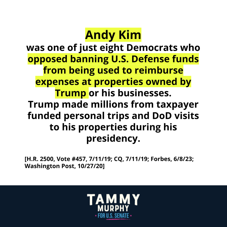 TammyMurphyNJ's tweet photo. Throughout his political career, Andy Kim has been soft when it came time to stand up to Trump’s misconduct, and support Democratic priorities.
As we face an increasingly concerning possibility that Trump could be elected to a second term, New Jerseyans cannot afford to send someone like Kim, who has a proven track record of letting Trump get away with egregious misconduct, to the U.S. Senate. #NJSenDebate
