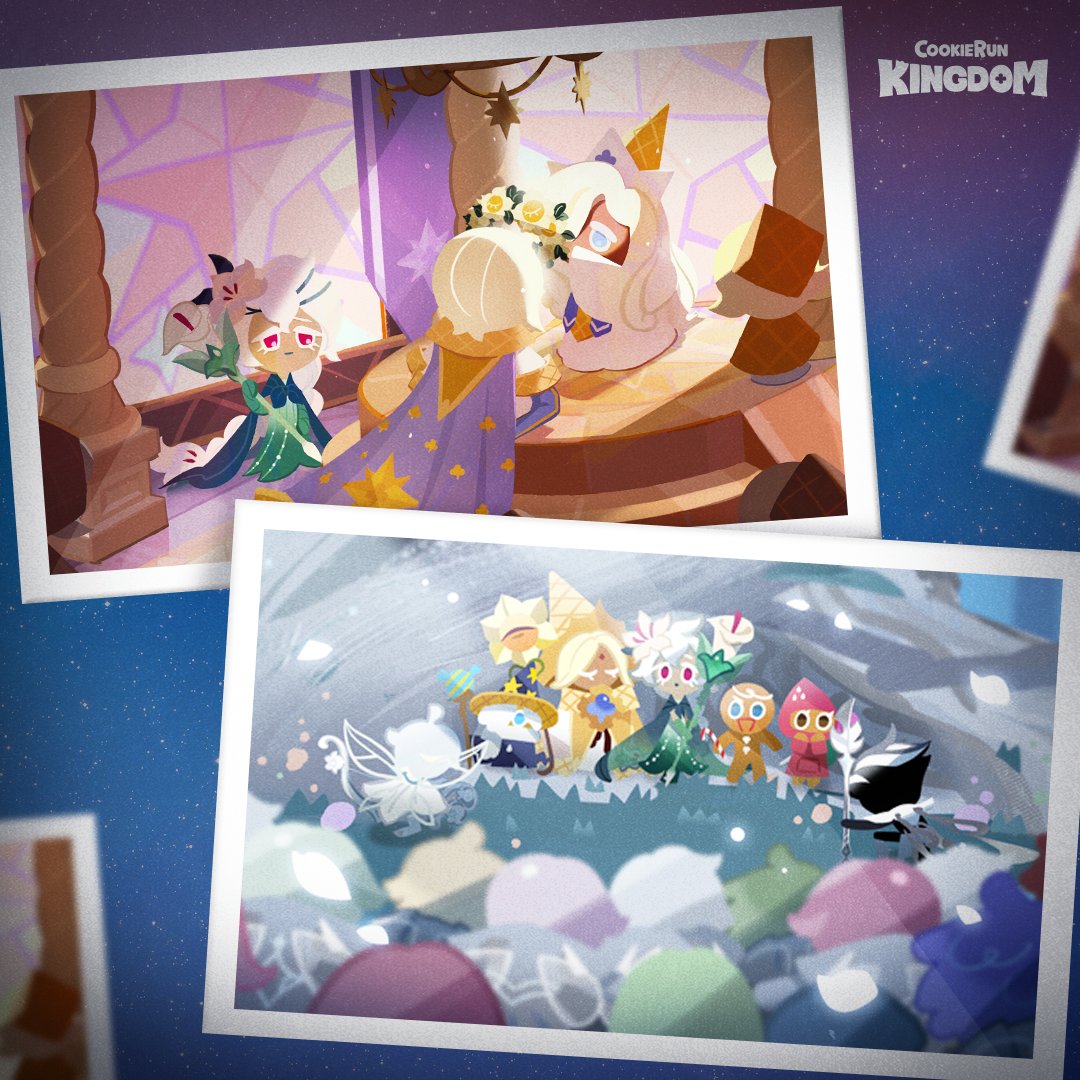 CRKingdomEN's tweet photo. To protect our precious friends! 

Two Cookies reunited who wish to create a happier world for Cookiekind! 🥹

#cookierun #cookierunkingdom #crk #whitelilycookie #purevanillacookie https://t.co/Uj7ruUQfiB