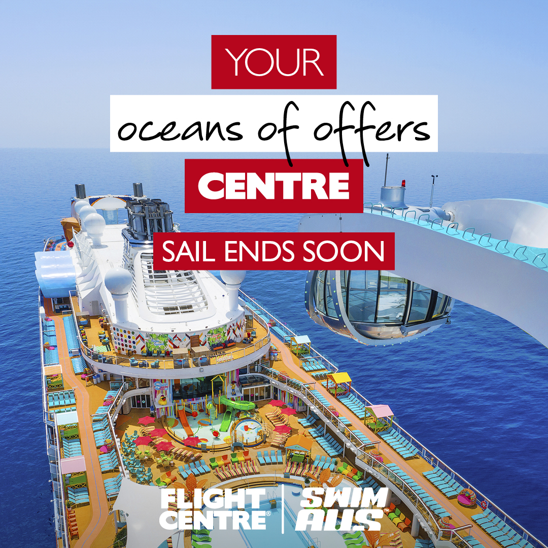 Ready, set, SAIL! ⛴️ @flightcentreAU's Cruise Sale is making waves! Book now for hot deals like savings of up to 40%*, BONUS onboard credit* + more! HURRY, sale ends 21 Feb. Visit Flight Centre in-store or online today! Link: flightcentre.com.au/deals/cruise