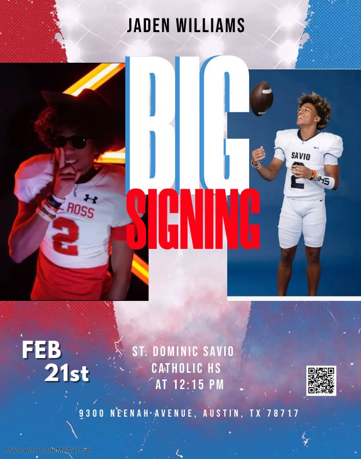 Come out Wednesday the 21st, to see @Leyton_Riviere and @Jaden_0_2 sign there NLI. Congratulations young men. @SavioAthletics @SJUFootball @SRSUFootball @TXPSMedia