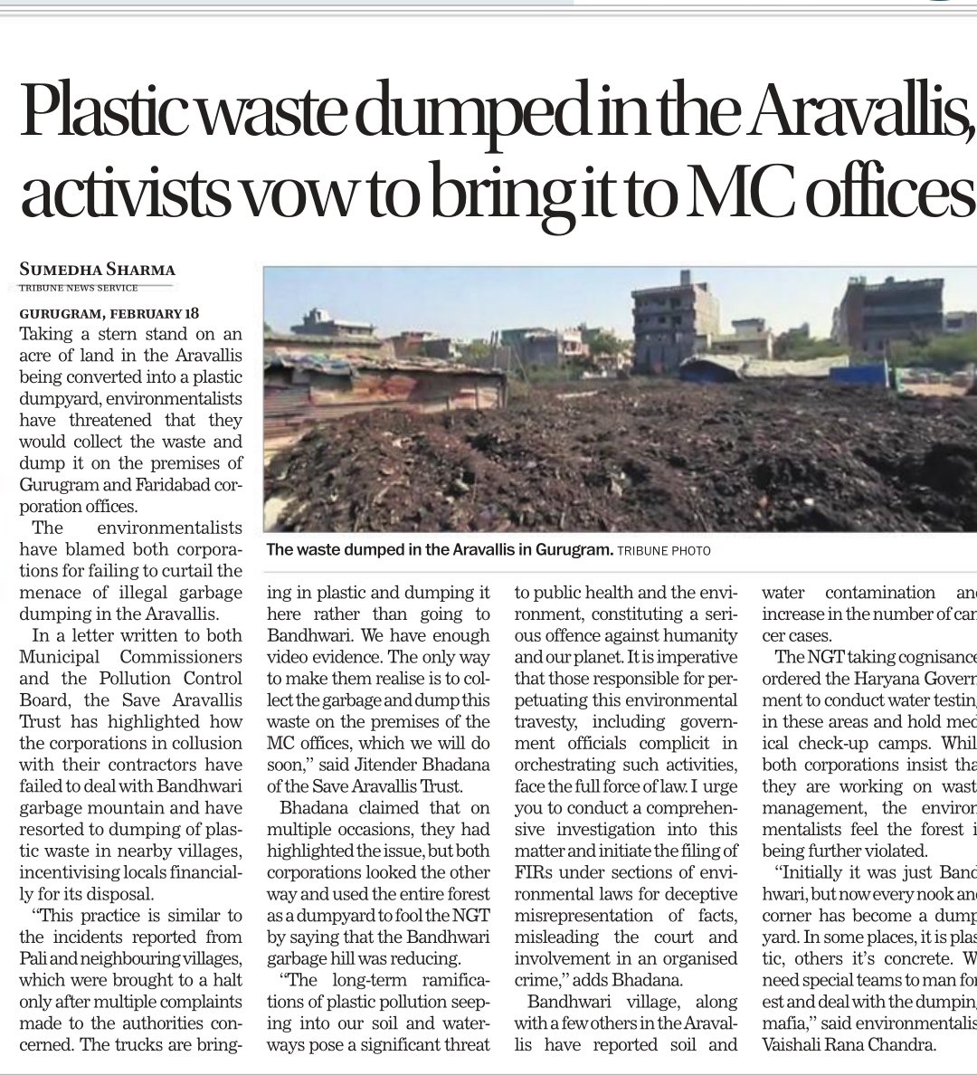 Greens accuse @MunCorpGurugram and @MCF_Faridabad of trying to befool #NGT by dumping waste in other plots near Bandhwari Garbage mountain. Threaten aggressive stir. @SaveAravali @bhadana @Vaishali_Rana_C #Forest #Gurgaon #Faridabad #Gurugram