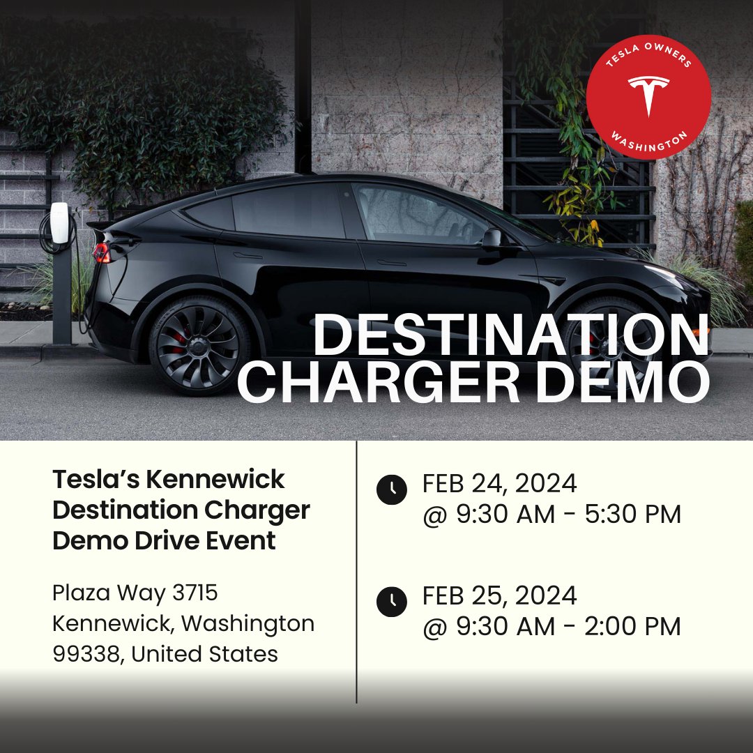 TeslaOwnersWA's tweet image. Tesla will be in #Kennewick offering demo drives, including the #Model3Refresh, Feb 23-24. For more details and to register for your demo drive here... teslaownerswa.org/event-5620446