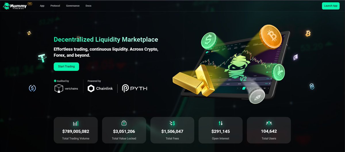 🚨Perpetual Trade Everything🚨
✅Mummy V2 trades in #Cryptocurrencies, #Forex, and #Commodities.
✅ @mummyftm has over 20 trading pairs available at launch and  add more in the future.
✅Enjoy super high leverage, up to 250x for maximum trading. 
Visit: Mummy.finance