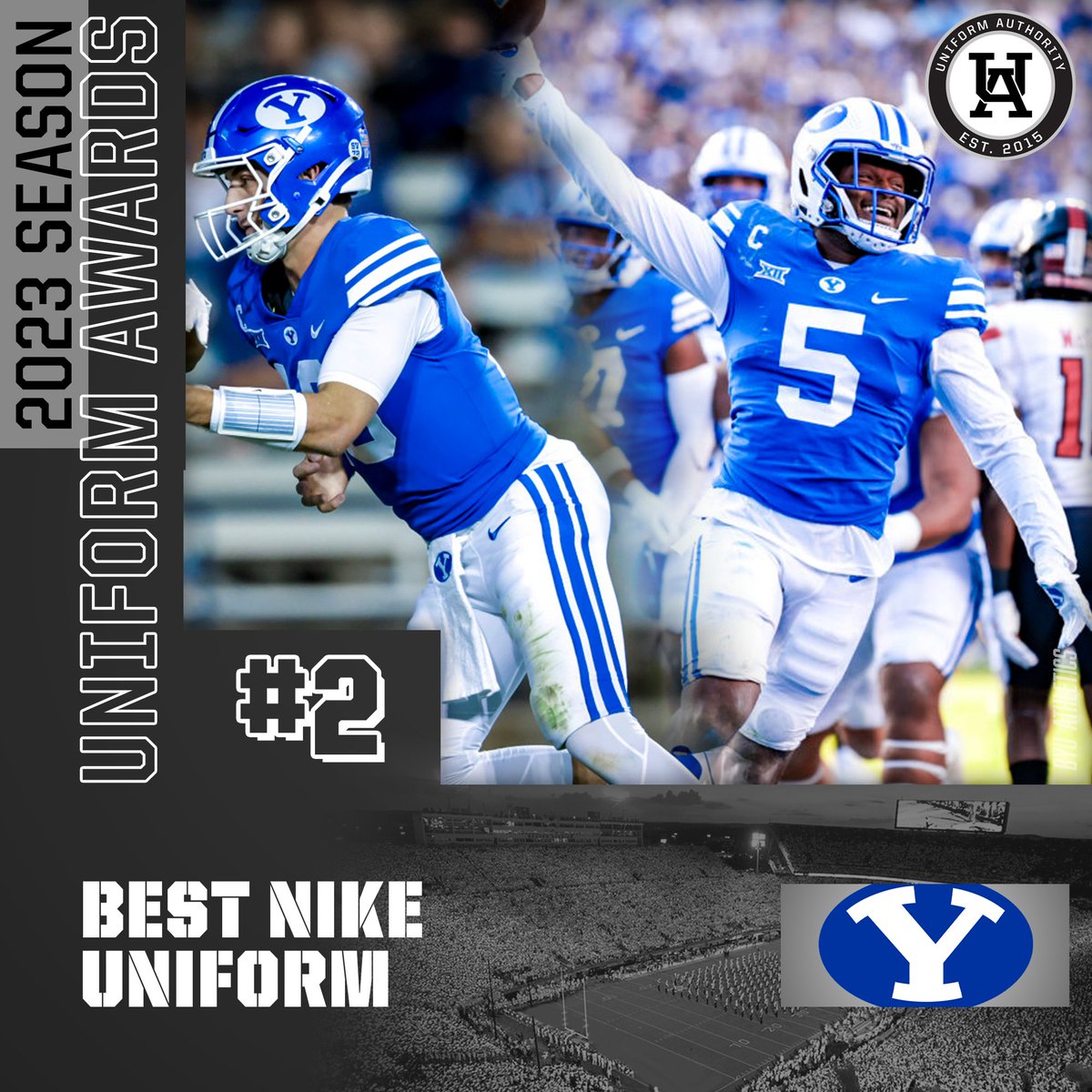 #UniAuthority Best Nike Uniform of the 2023 College Football Season: 2. @BYUfootball #UAAwards | @byuequipment