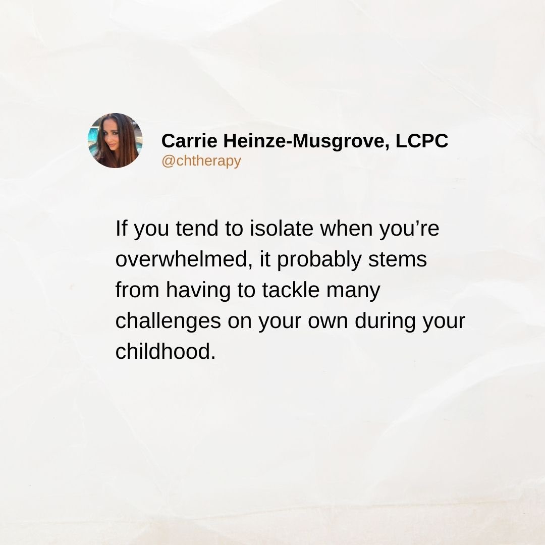 Sometimes, isolating ourselves allows us the time and space we need to help think through a problem. Other times, isolating ourselves from others, can be both a cause and a symptom of anxiety.