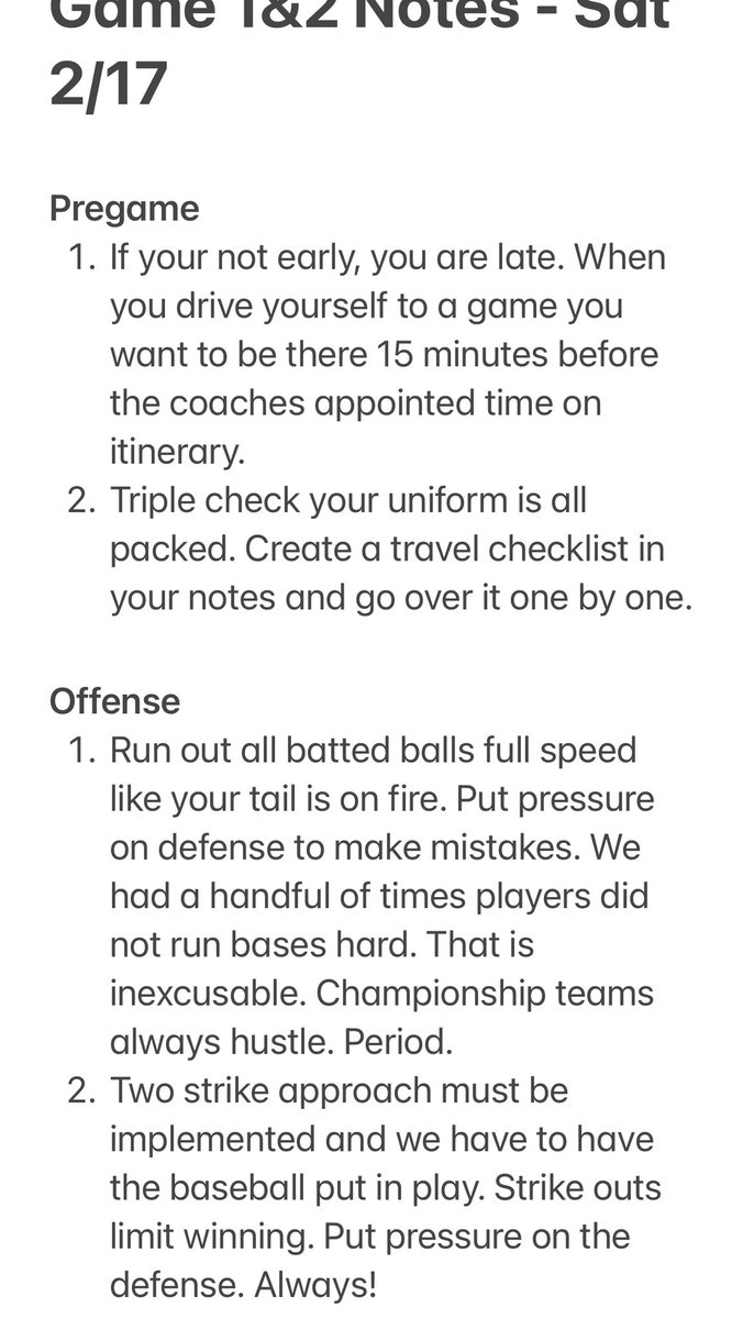 CoachMongero's tweet photo. First H.S. scrimmages (2) of this young season. Less then two weeks of team practice under our belt. Here are my main takeaways. There will be more notes in subtweets. The reason I’m sharing is because many of the listed items are common things that need to be addressed at H.S. level and below and maybe they can help someone…a young coach, a player, a parent. I don’t know it all and don’t claim to. You might disagree with some of these teaching points, and that’s ok. Maybe lead to some open discussion? Anyway here are my notes….