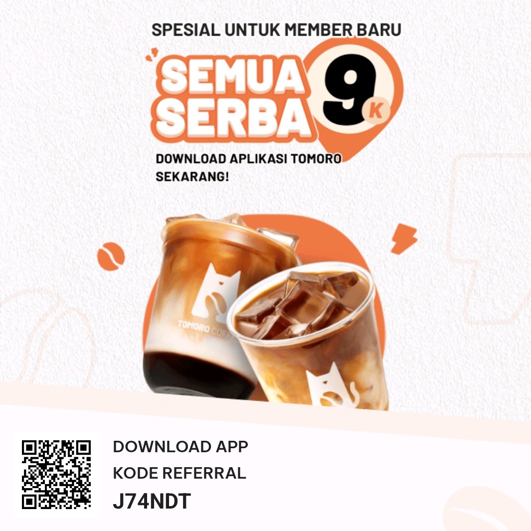 dinosans_'s tweet photo. Kopi / Minuman apa aja Serba 9 ribu di semua cabang TOMORO Coffee, download &amp; pake referral ini: J74NDT #jokowi #nasdem https://t.co/e7GkskJ0Kt